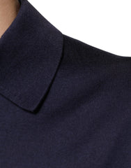 Dolce & Gabbana Blue Silk Collared Short Sleeves Polo T-shirt Dolce & Gabbana Retail Flare