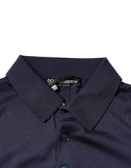 Dolce & Gabbana Blue Silk Collared Short Sleeves Polo T-shirt Dolce & Gabbana Retail Flare
