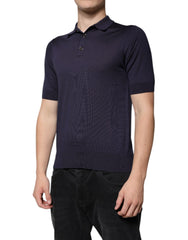 Dolce & Gabbana Blue Silk Collared Short Sleeves Polo T-shirt Dolce & Gabbana Retail Flare