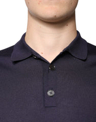 Dolce & Gabbana Blue Silk Collared Short Sleeves Polo T-shirt Dolce & Gabbana Retail Flare