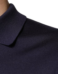 Dolce & Gabbana Blue Silk Collared Short Sleeves Polo T-shirt Dolce & Gabbana Retail Flare