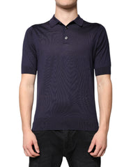 Dolce & Gabbana Blue Silk Collared Short Sleeves Polo T-shirt Dolce & Gabbana Retail Flare
