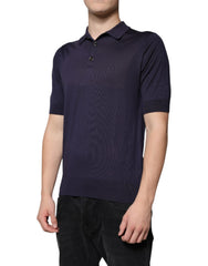 Dolce & Gabbana Blue Silk Collared Short Sleeves Polo T-shirt Dolce & Gabbana Retail Flare