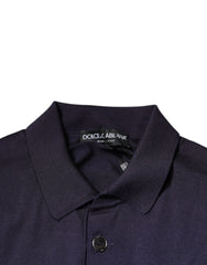 Dolce & Gabbana Blue Silk Collared Short Sleeves Polo T-shirt Dolce & Gabbana Retail Flare