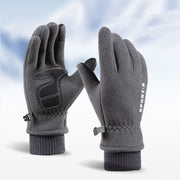 Outdoor Ski Riding Gloves | Grey Variant with Fleece Flip Cover