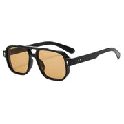 Retro Double Beam Sunnies Leopard Print Eyewear PC Unisex Polarized Sunglasses Square Frame Lightweight Anti-UV Glasses Men