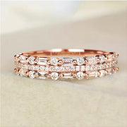Multilayer Ring Three - layer Fine Circle Line Setting For Women Full Finger Rings Jewelry Gifts