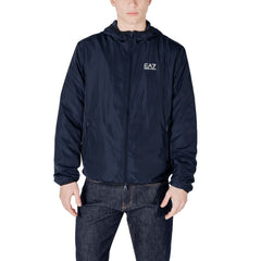 EA7 Emporio Armani Blue Polyester Jacket EA7 Emporio Armani Retail Flare