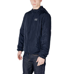 EA7 Emporio Armani Blue Polyester Jacket EA7 Emporio Armani Retail Flare
