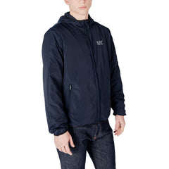 EA7 Emporio Armani Blue Polyester Jacket EA7 Emporio Armani Retail Flare