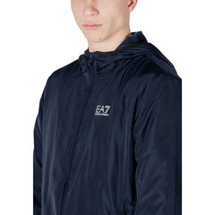EA7 Emporio Armani Blue Polyester Jacket EA7 Emporio Armani Retail Flare