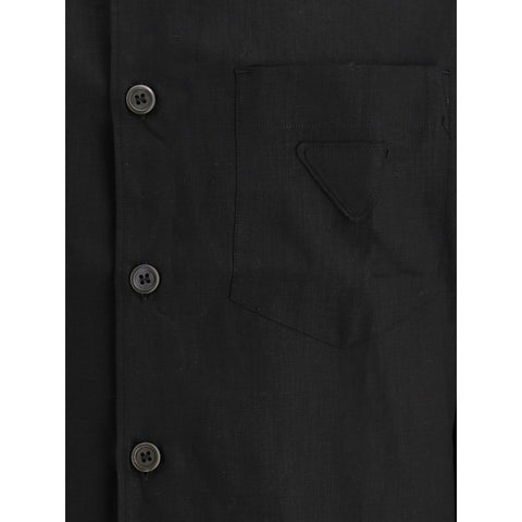 Prada Black linen Shirt Prada Retail Flare