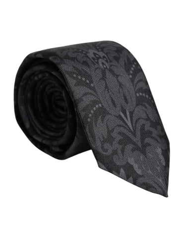 Dolce & Gabbana Black Gray Flower Print Adjustable Necktie Tie Dolce & Gabbana Retail Flare