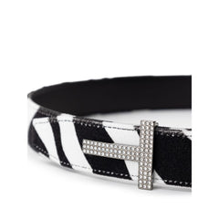 Tom Ford Black And White Leather Belt - Retail Flare