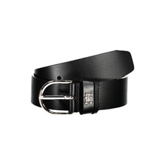 Tommy Hilfiger Chic Black Leather Belt with Metal Buckle - Retail Flare
