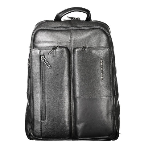 Piquadro Black Leather Men Backpack Piquadro Retail Flare