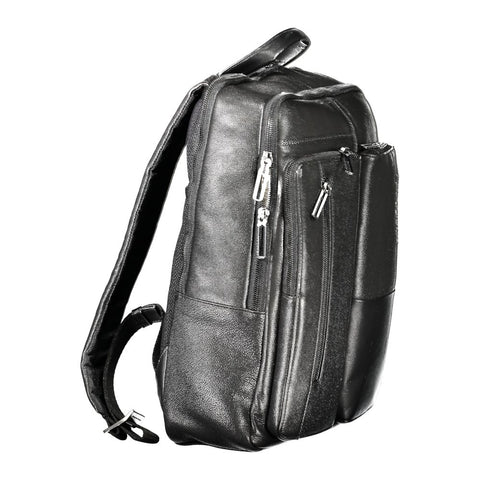 Piquadro Black Leather Men Backpack Piquadro Retail Flare