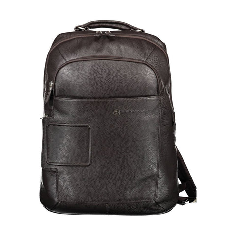 Piquadro Brown Leather Men Backpack Piquadro Retail Flare