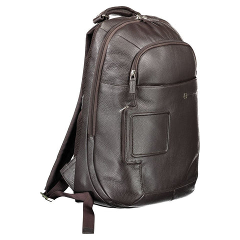 Piquadro Brown Leather Men Backpack Piquadro Retail Flare