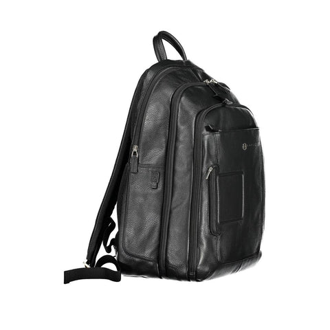 Piquadro Black Leather Men Backpack Piquadro Retail Flare