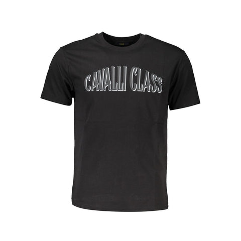 Cavalli Class Black Cotton Men T-Shirt Cavalli Class Retail Flare