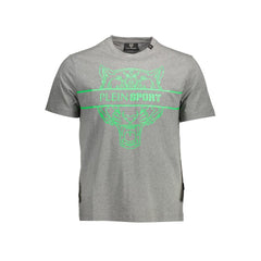 Plein Sport Gray Cotton Men T-Shirt Plein Sport Retail Flare