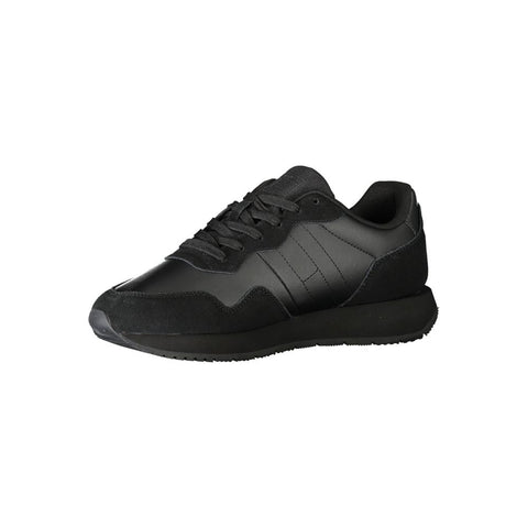Tommy Hilfiger Black Leather Men Sneaker Tommy Hilfiger Retail Flare