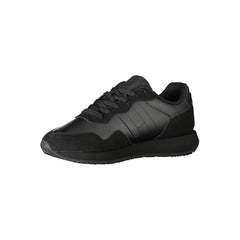 Tommy Hilfiger Black Leather Men Sneaker Tommy Hilfiger Retail Flare