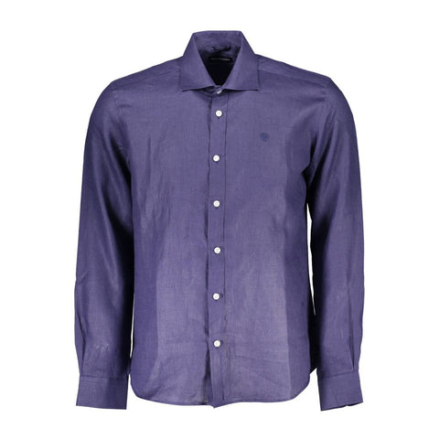 North Sails Blue Linen Men Shirt North Sails Retail Flare
