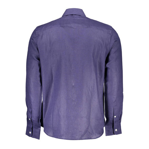 North Sails Blue Linen Men Shirt North Sails Retail Flare