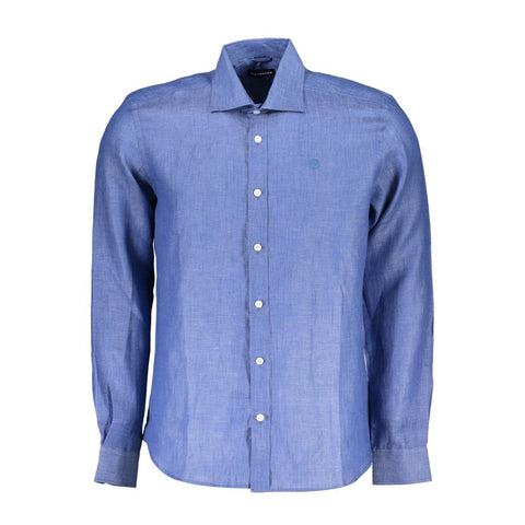North Sails Blue Linen Men Shirt North Sails Retail Flare