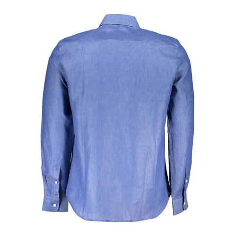 North Sails Blue Linen Men Shirt North Sails Retail Flare