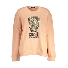 Cavalli Class Elegant Pink Fleece Crew Neck Sweater Cavalli Class Retail Flare