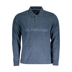 La Martina Blue Cotton Men Polo La Martina Retail Flare