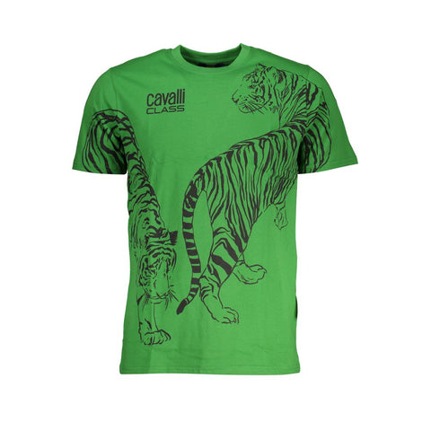 Cavalli Class Green Cotton T-Shirt Cavalli Class Retail Flare