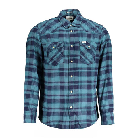 Wrangler Blue Cotton Shirt Wrangler Retail Flare