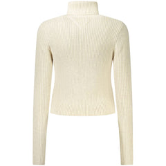 Tommy Hilfiger Beige Polyester Women Sweater Turtleneck Tommy Hilfiger Retail Flare