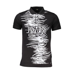 Cavalli Class Black Cotton Men Polo Shirt Cavalli Class Retail Flare