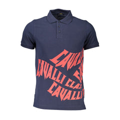Cavalli Class Blue Cotton Men Polo Shirt Cavalli Class Retail Flare