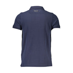 Cavalli Class Blue Cotton Men Polo Shirt Cavalli Class Retail Flare