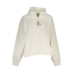 Calvin Klein Chic White Fleece Hooded Sweatshirt Calvin Klein Retail Flare