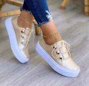Lace - up Flats Sneakers Women Rivet Casual Shoes
