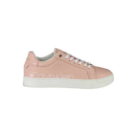 Calvin Klein Pink Leather Women Sneaker Calvin Klein Retail Flare