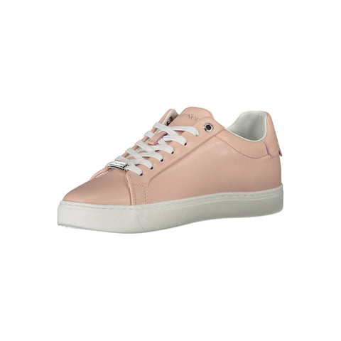 Calvin Klein Pink Leather Women Sneaker Calvin Klein Retail Flare