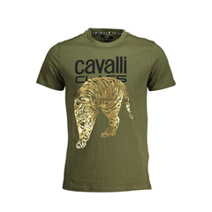 Cavalli Class Green Cotton T-Shirt Cavalli Class Retail Flare