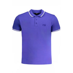Cavalli Class Blue Cotton Polo Shirt Cavalli Class Retail Flare