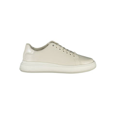Calvin Klein Beige Leather Women Sneaker Calvin Klein Retail Flare