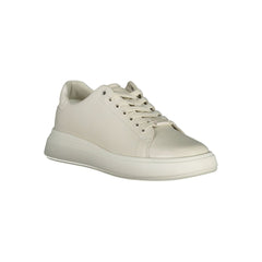 Calvin Klein Beige Leather Women Sneaker Calvin Klein Retail Flare
