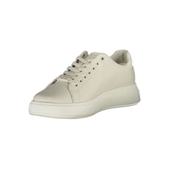 Calvin Klein Beige Leather Women Sneaker Calvin Klein Retail Flare