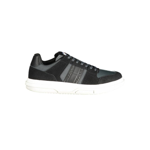 Tommy Hilfiger Black Leather Men Sneaker Tommy Hilfiger Retail Flare
